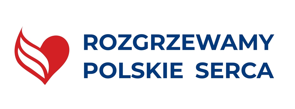logo Rozgrzewamy Polskie Serca - napis i stylizowane serce