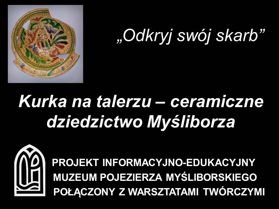 strona tytułowa prezentacji naszego projektu - tytuł, zdjęcie talerza ceramicznego, logo muzeum